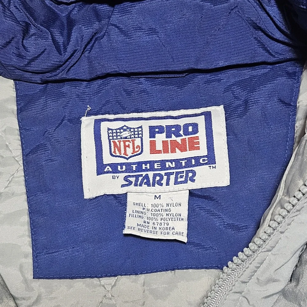 Vintage‎ 90s Starter NFL Dallas Cowboys 1/2 Zip Pullover Hooded Jacket Quilted M